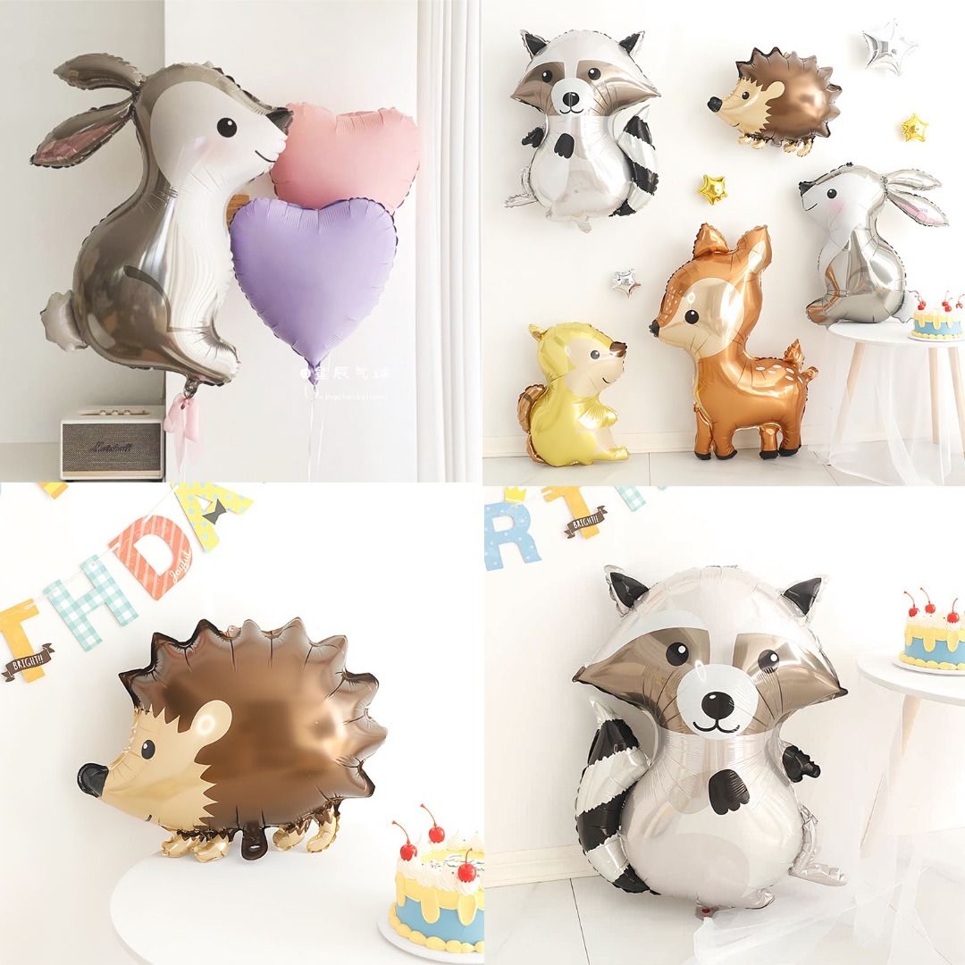 [Helium Inflated] Animal Rabbit Squirrel Hedgehog Foil Balloon Kids ...