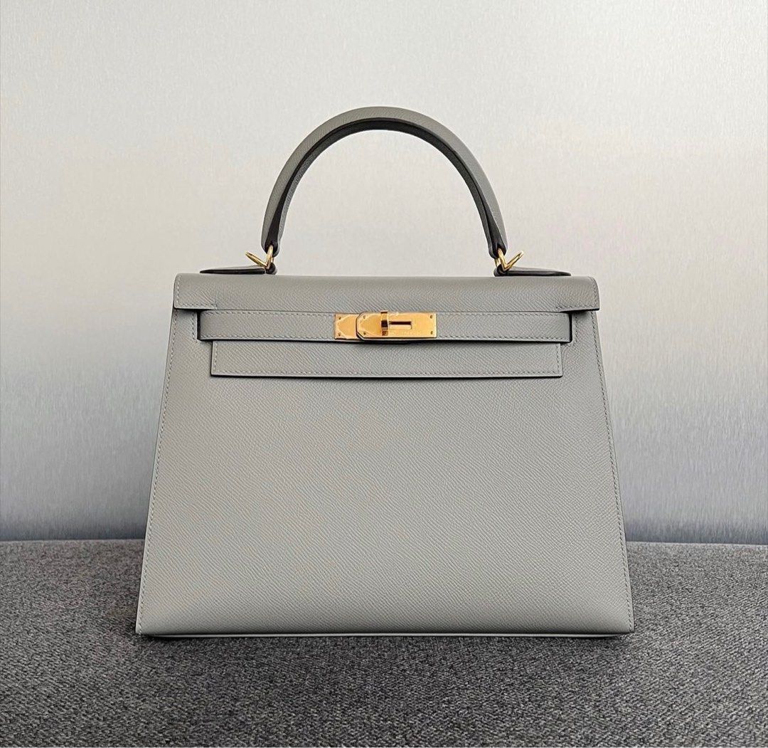 Hermes Kelly bag 28 Sellier Blue glacier Epsom leather Gold