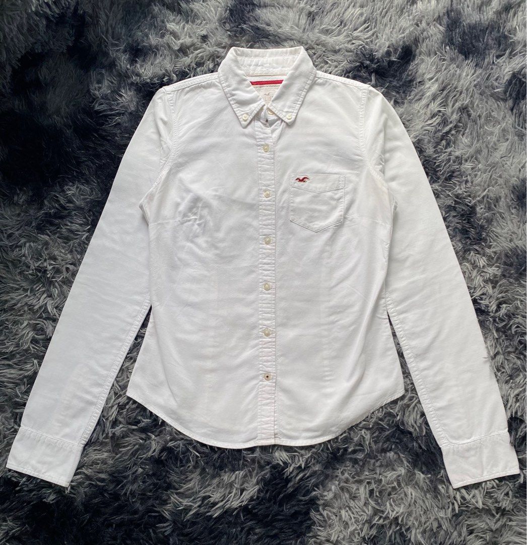 hollister long sleeve white top, Women's Fashion, Tops, Shirts on Carousell