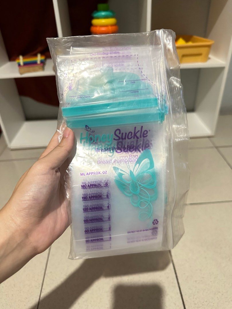 Honeysuckle Breast Milk Bag 6oz, 20 pcs (Category: Breastfeeding & Bottle Feeding) located in Valenzuela. Submitted by kleanupwithkat (Listing ID 1244375647, Image 1). Description: 20 pcs Honeysuckle Breast Pump Storage Bags All are sealed. 20 pcs only 6oz Breastmilk bags.
