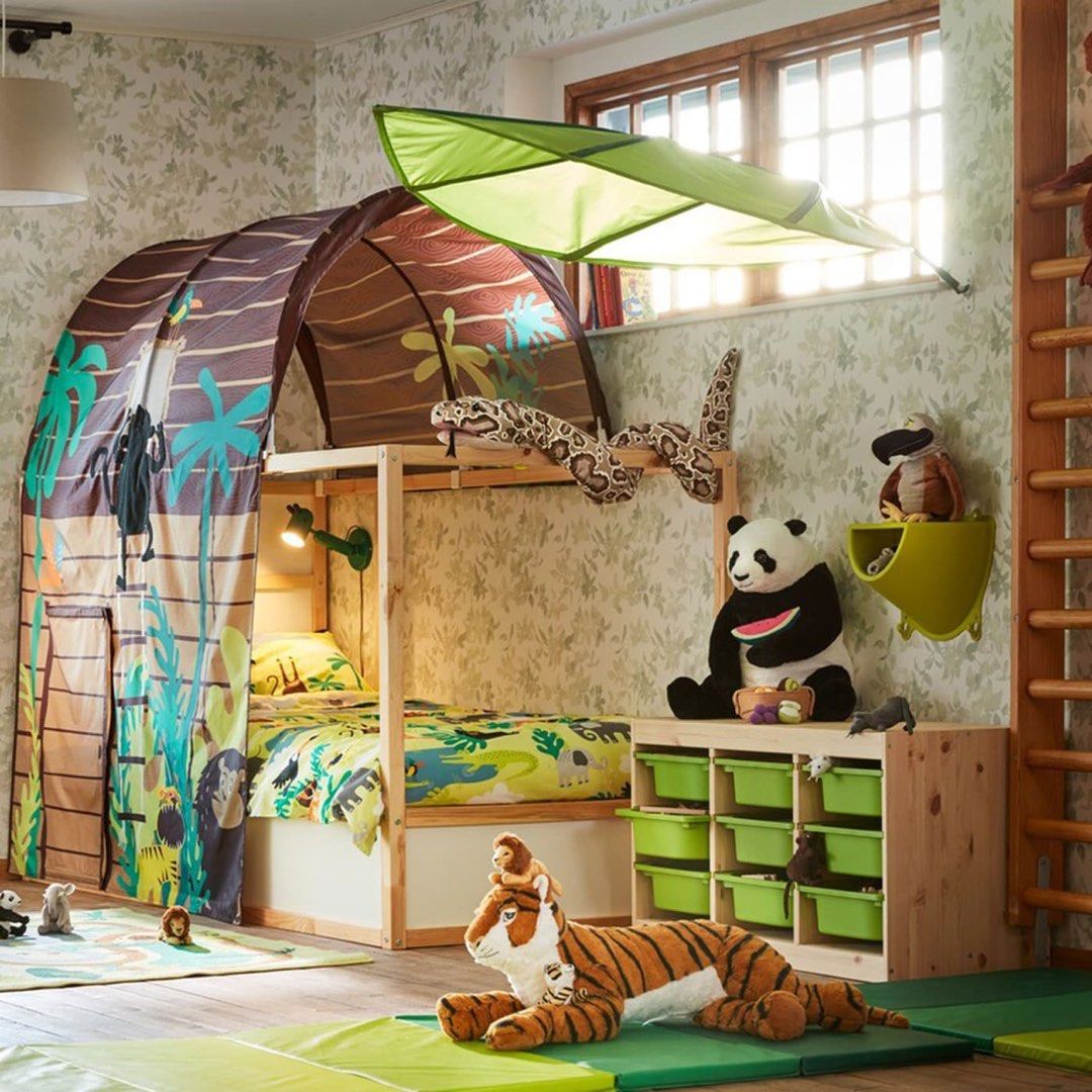 Ikea KURA bed tent (jungle) & leaf, Babies & Kids, Baby Nursery & Kids ...