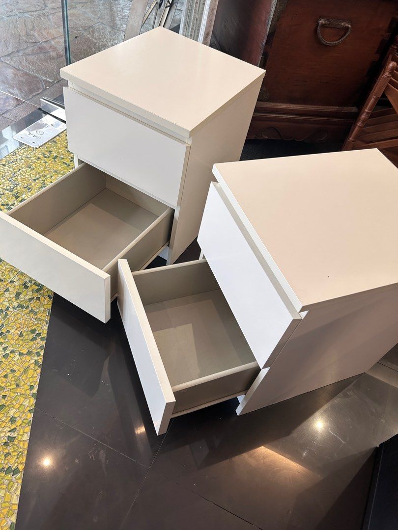 Ikea MALM bedside tables (in PAIR), Furniture & Home Living, Furniture