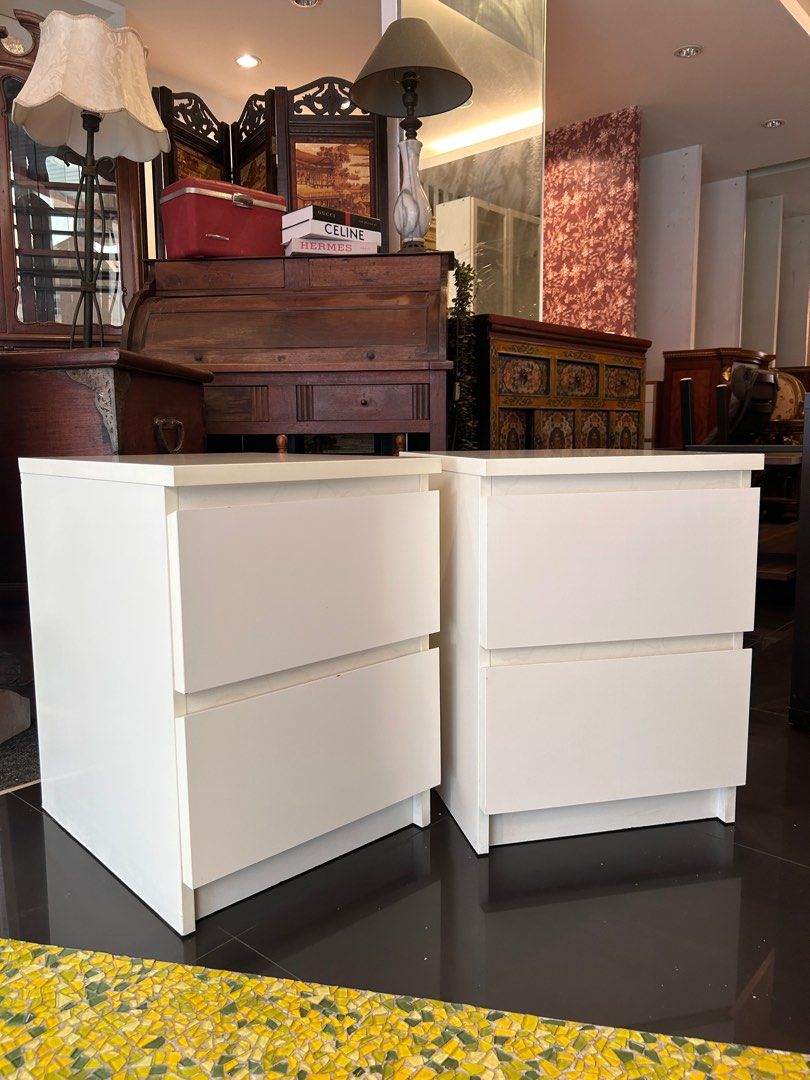 Ikea MALM bedside tables (in PAIR), Furniture & Home Living, Furniture