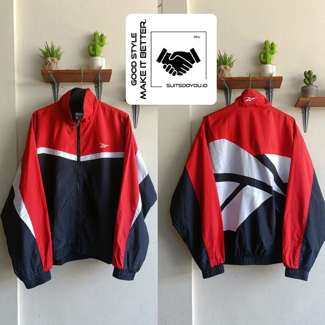 Jaket parasut casual vintage rare item windbreaker colorblok REEBOK BIGLOGO CLASSIC