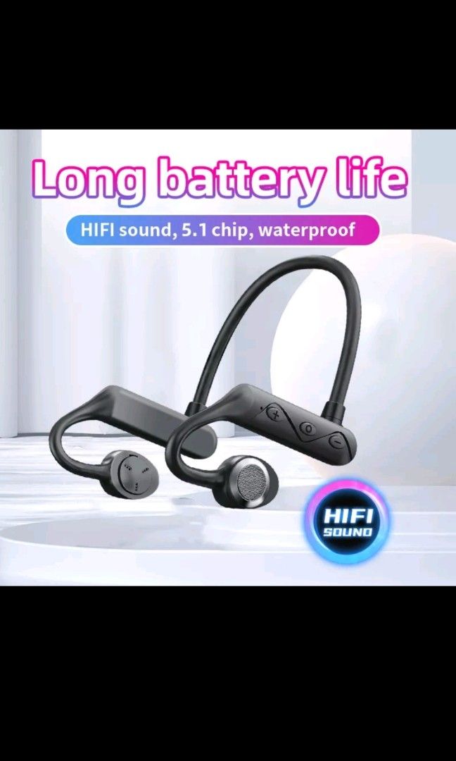 KS19 Bone Conduction Wireless Neckband Bluetooth Headset With Mic HIFI Sound, Audio, Earphones