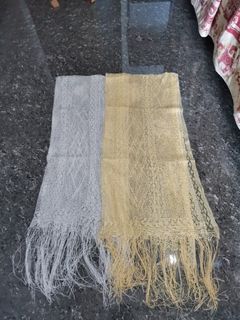 Lace Scarf in White and Pale Yellow