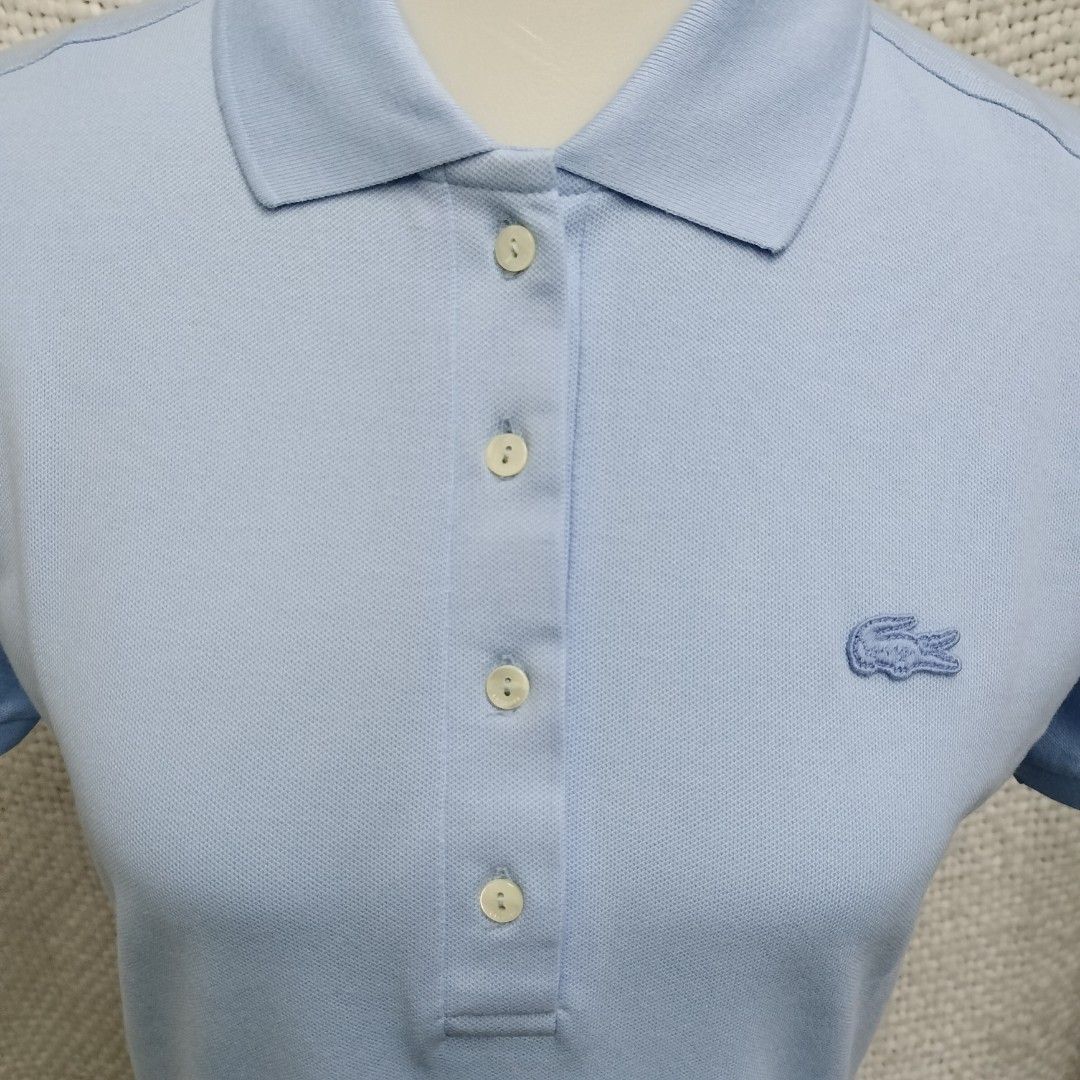Lacoste Blue Short Sleeve Pique Polo Dress 42 Dresses