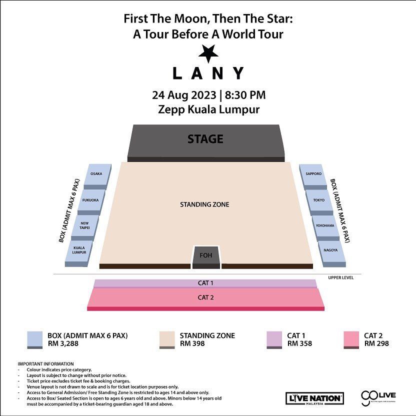 LANY Malaysia 2023 Standing Zone 1 pax negotiable , Tickets