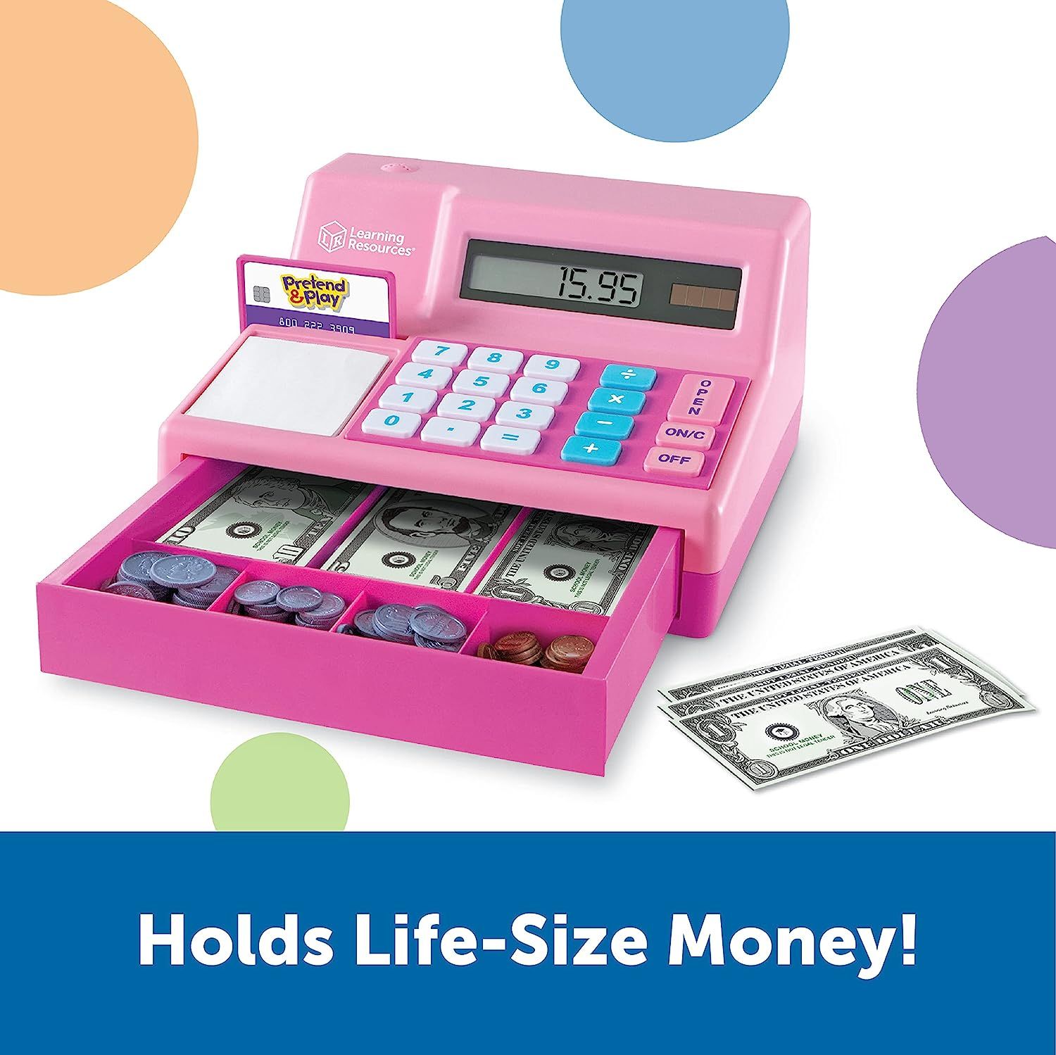Learning Resources Pretend Play Cash Register Assorted Pink