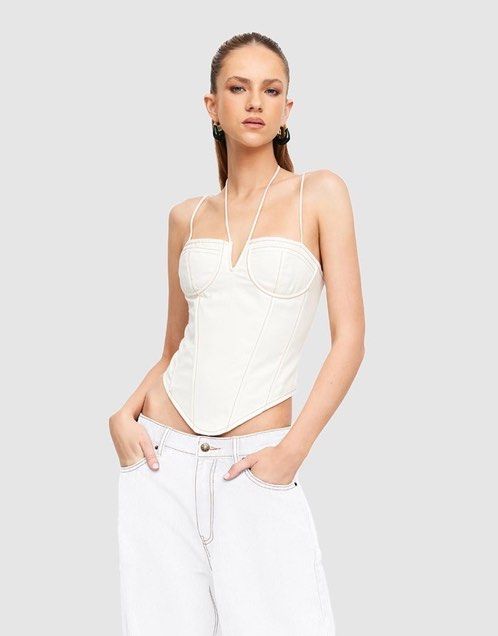 Black Corset Top Lioness Del Gato Corset Pearl Color, Brand New