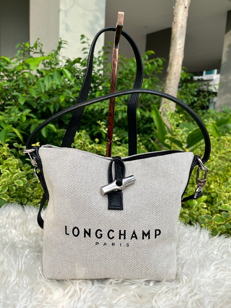 Longchamp Small Roseau Canvas Bucket Bag 