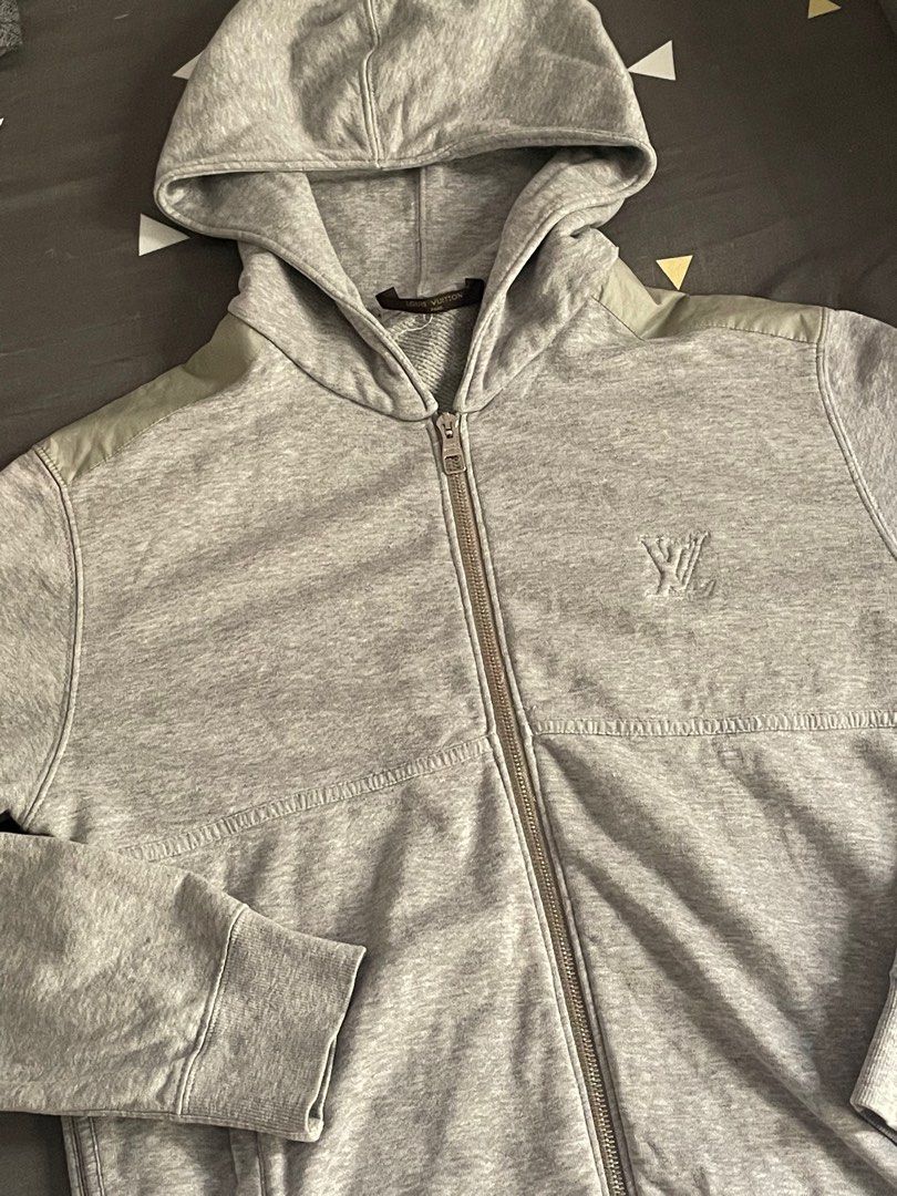 Louis Vuitton Grey Zip-up Hoodie with Embossed Stitched Logo, Men's  Fashion, Coats, Jackets and Outerwear on Carousell