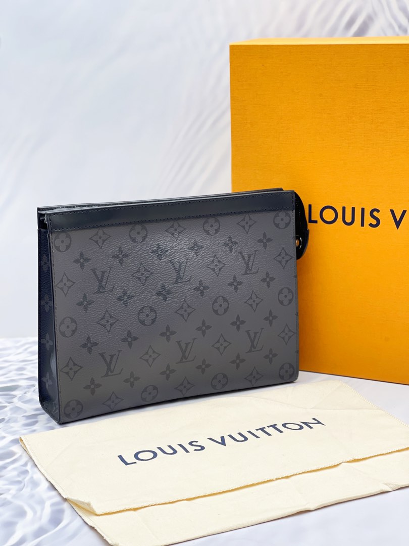 LOUIS VUITTON Pochette Volga Monogram Eclipse, Luxury, Bags & Wallets on  Carousell