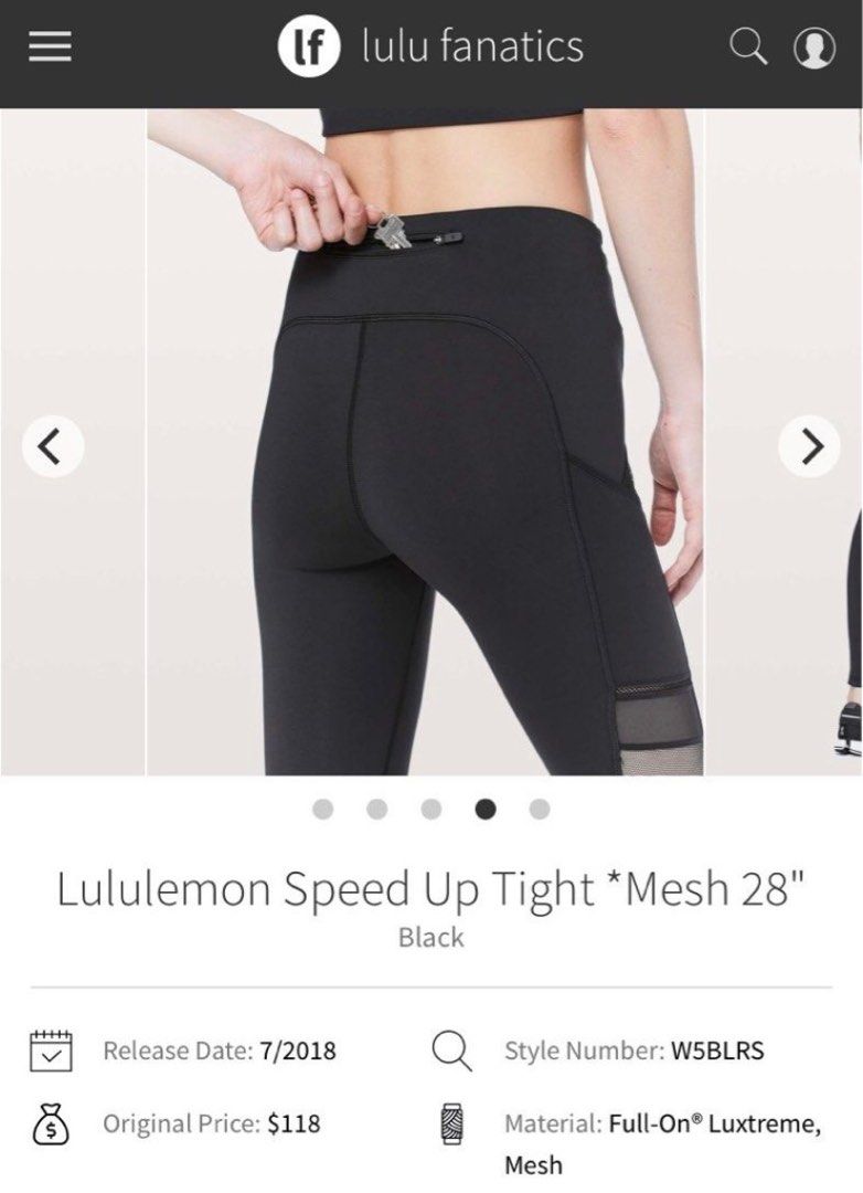 Lululemon Speed Up Tight Mesh, Women's Fashion, Activewear on Carousell