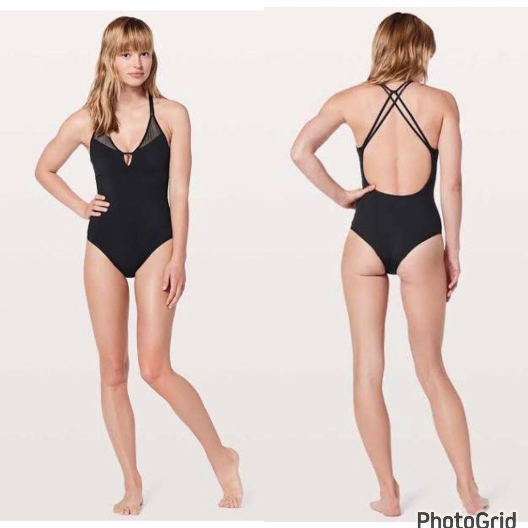 LULULEMON Wave Wanderer One Piece Sz 4 (Monochromic Black Emboss) at   Women's Clothing store