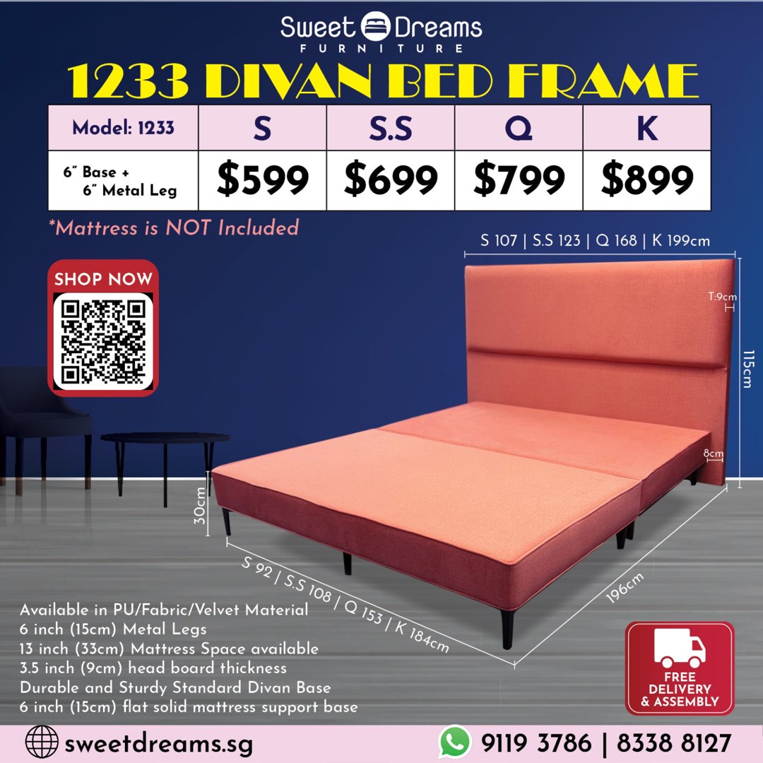 Luxury Bed Frame/All size available/Pre order, Furniture & Home Living