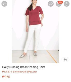 Maternity Breastfeeding Nursing red top blouse