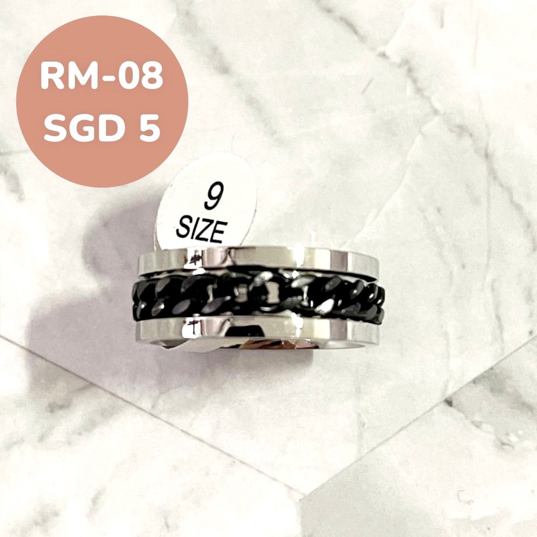 SIZE 10 Mens Spinner Ring for Anxiety Relief 8mm Stainless