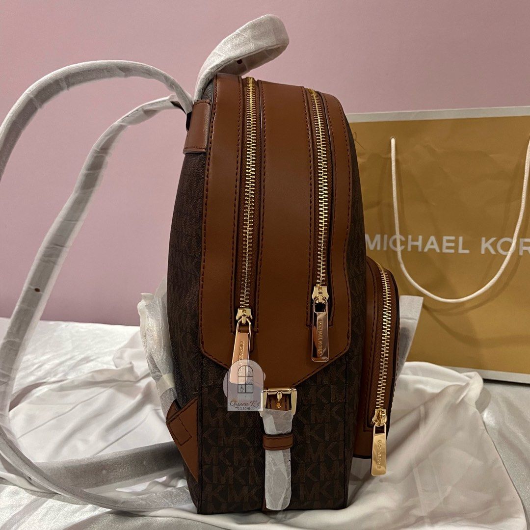 Michael Kors Bags | Michael Kors Jaycee Medium Backpack Vanilla | Color: Brown/White | Size: Os | Pursehub's Closet
