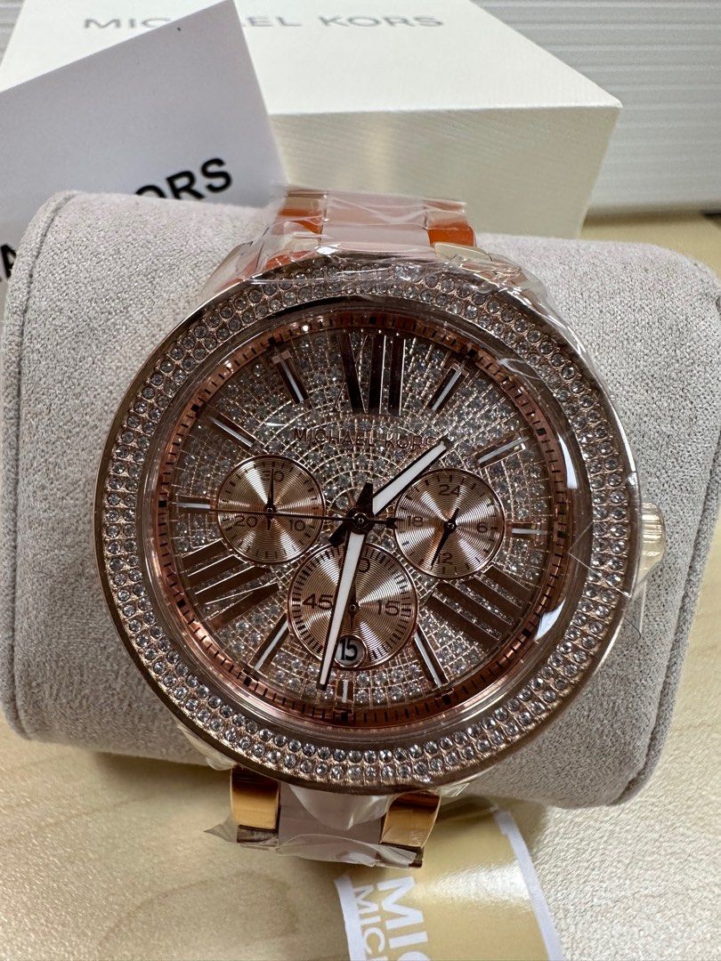Michael kors wren crystal pave chronograph ladies clearance watch mk6096