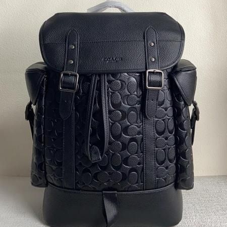 New Coach Original Classic Black Embossed Collection Hitch Backpack In Signature Leather Backpack For Men Come with Complete Set Suitable For Gift