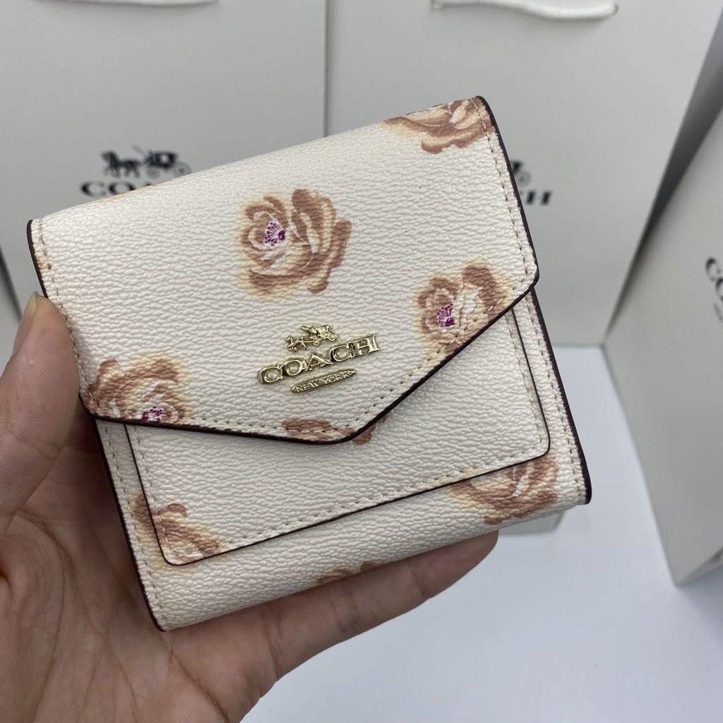 New Coach Original 31822 Rose Print Women Small Wallet in