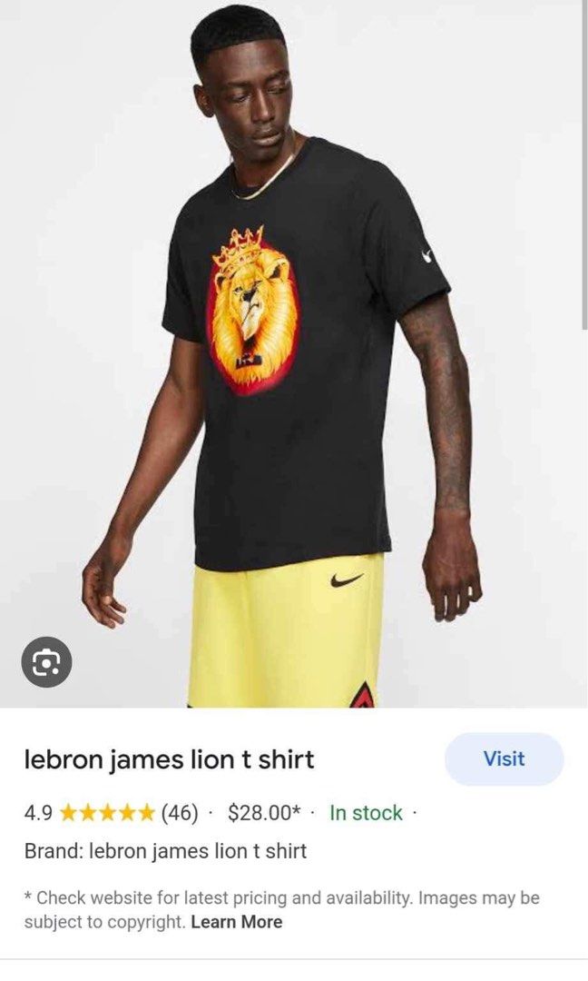 Men's LeBron James Nike Black Lion Performance T-Shirt