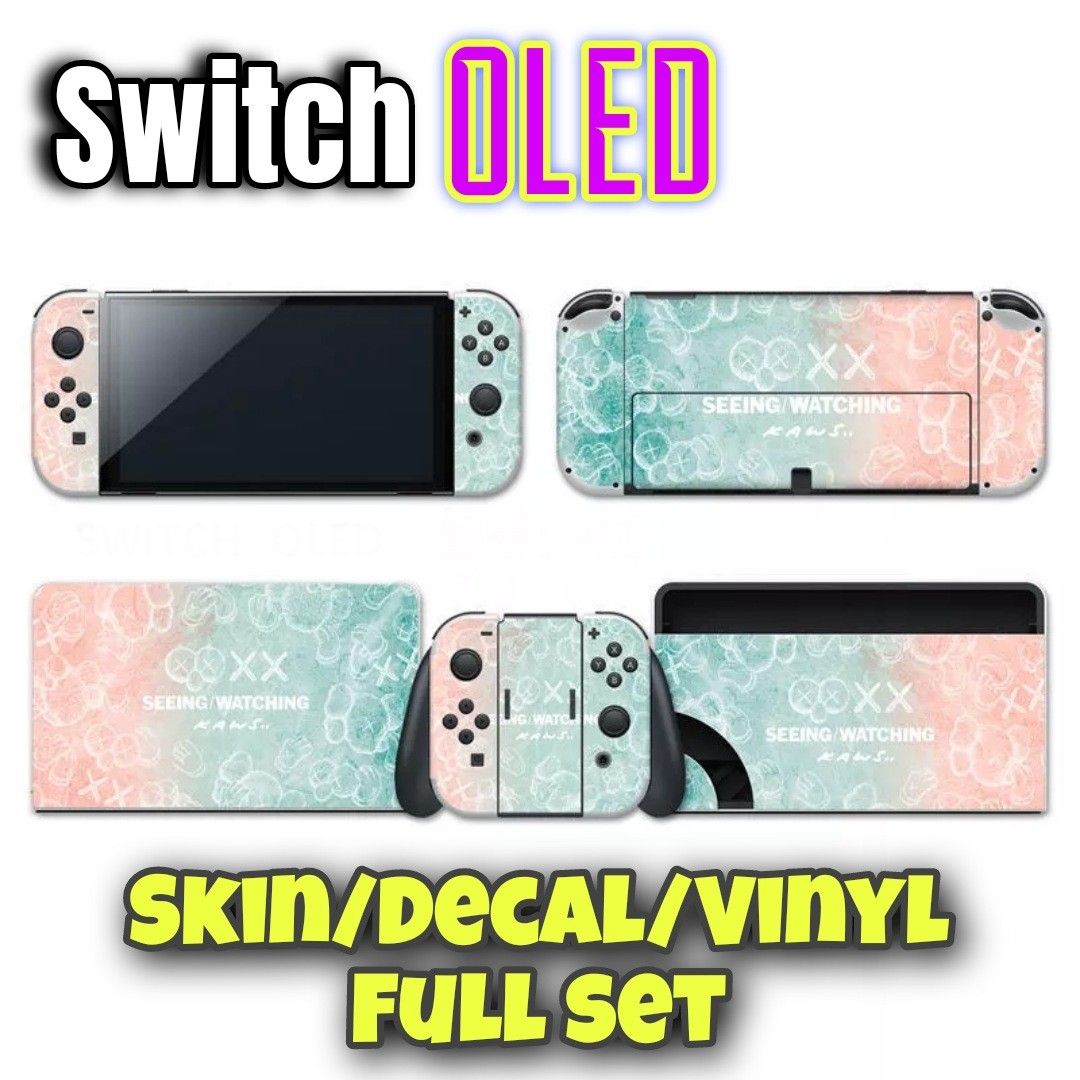 Nintendo Switch OLED (Category: Cases & Covers) located in Singapore. Submitted by boostallday (Listing ID 1244349713, Image 1). Description: Nintendo Switch OLED Skin/Decal/Vinyl Easy peel Material: PVC Applicable: Nintendo Switch OLED Packing: Full set Stickers (Console, Joy-Con, Pad) ✔Compatibility -- Desgin for Switch OLED. Lovely Cute Skin Exterior Design, make your Switch more attractive. ✔High quality materials -- Our Skin Material is Scra