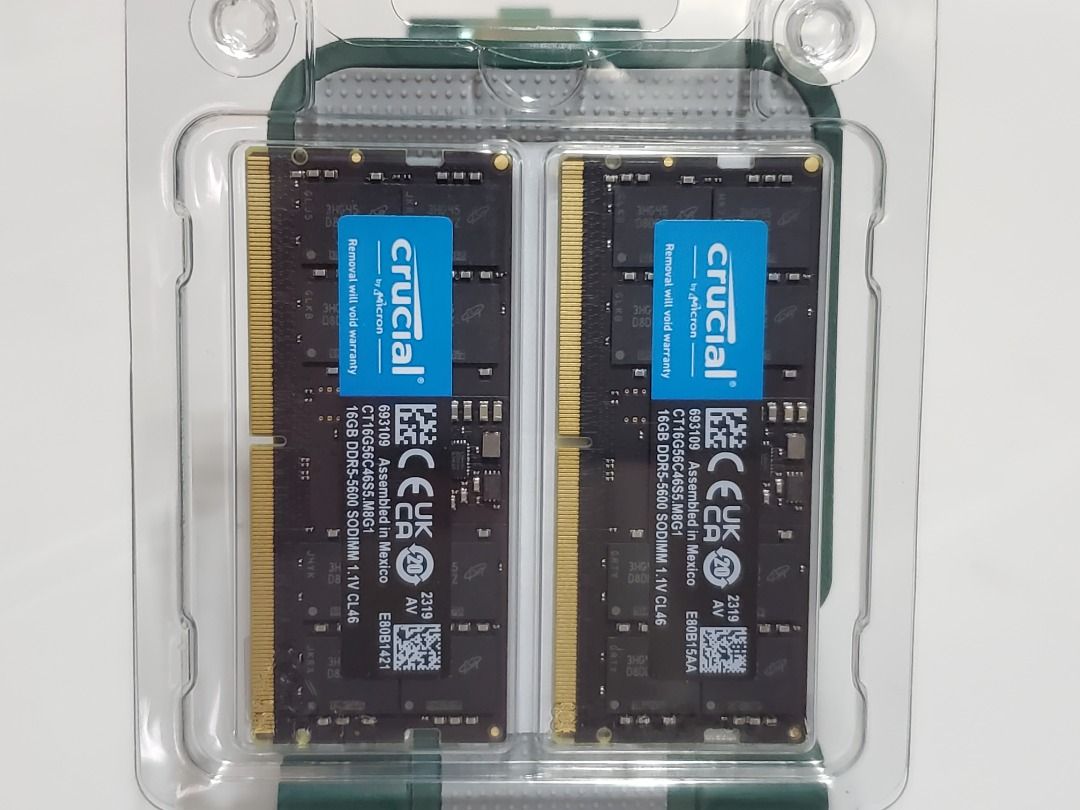 Notebook DDR5 RAM: Crucial 32GB Kit (2x16GB) DDR5 5600MHz 