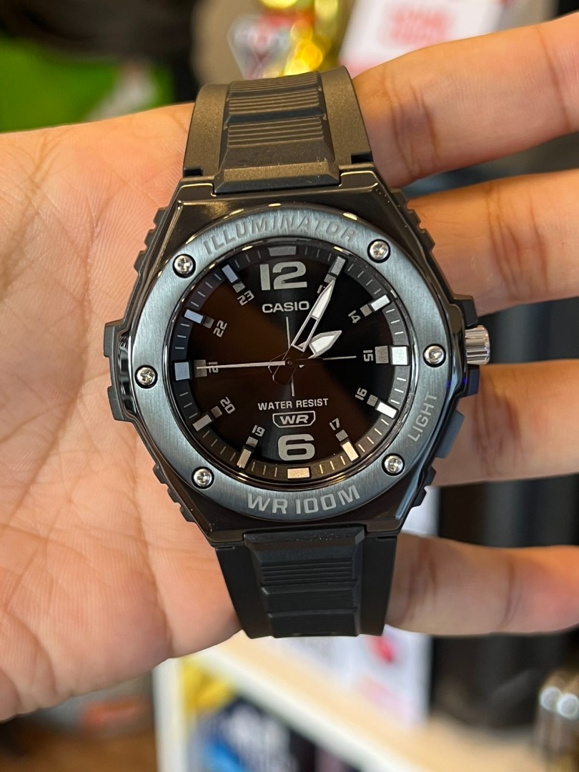 ORIGINAL CASIO Analog Black Out Resin Band Men's Watch MWA100HB1AV
