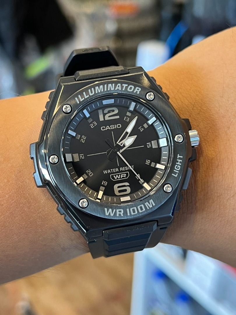 ORIGINAL CASIO Analog Black Out Resin Band Men's Watch MWA100HB1AV