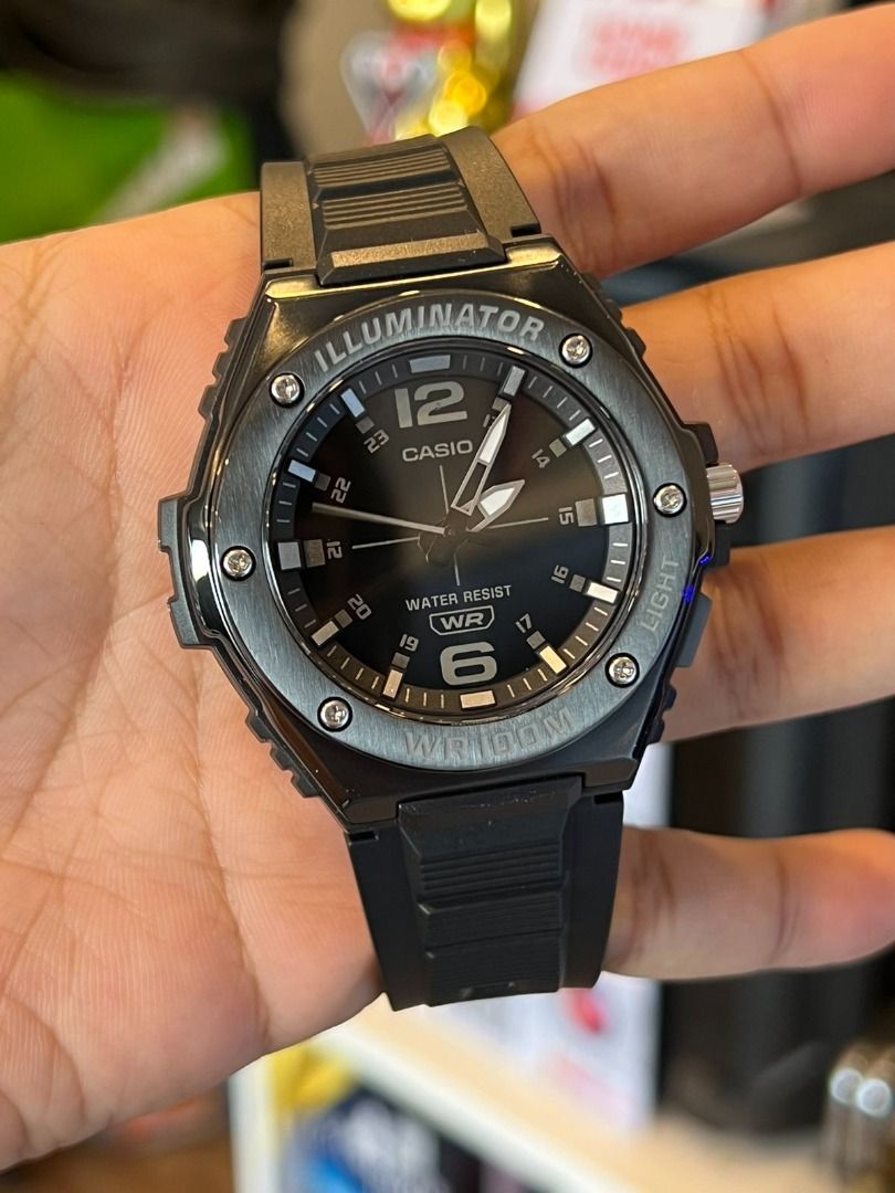 ORIGINAL CASIO Analog Black Out Resin Band Men's Watch MWA100HB1AV