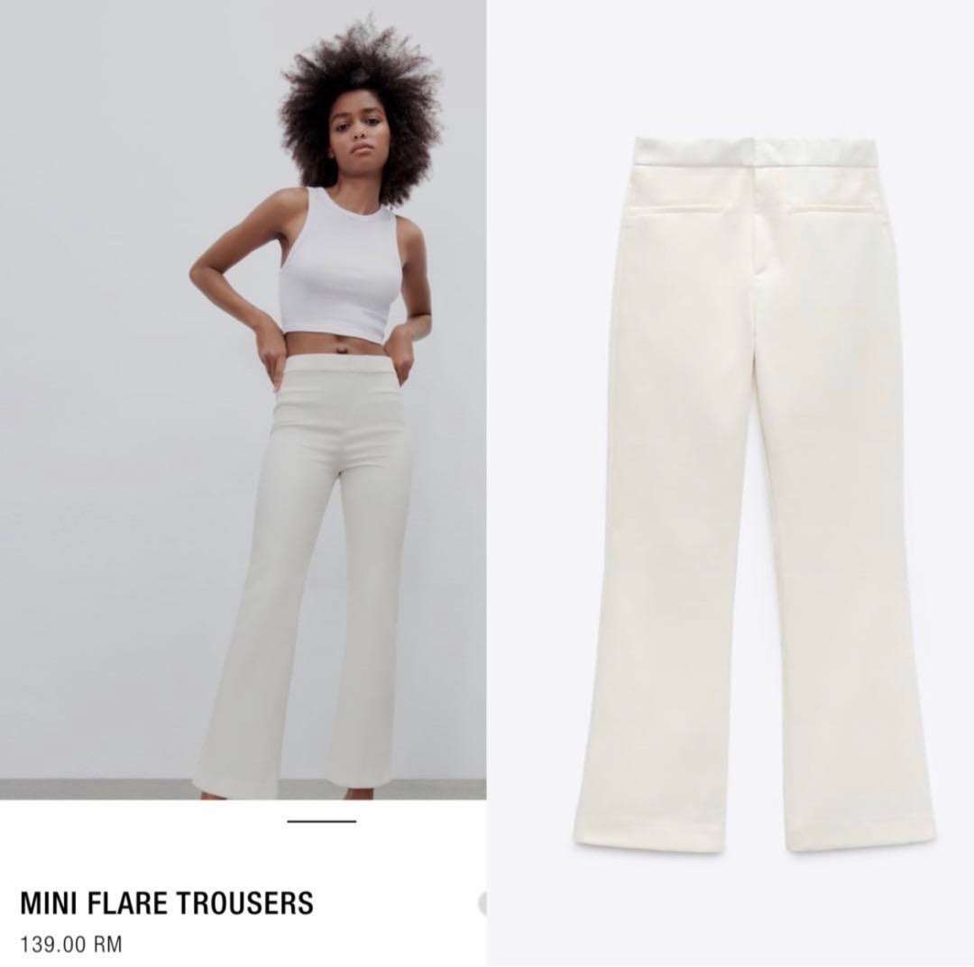 Zara cropped mini flare trousers, Women's Fashion, Bottoms, Other Bottoms  on Carousell