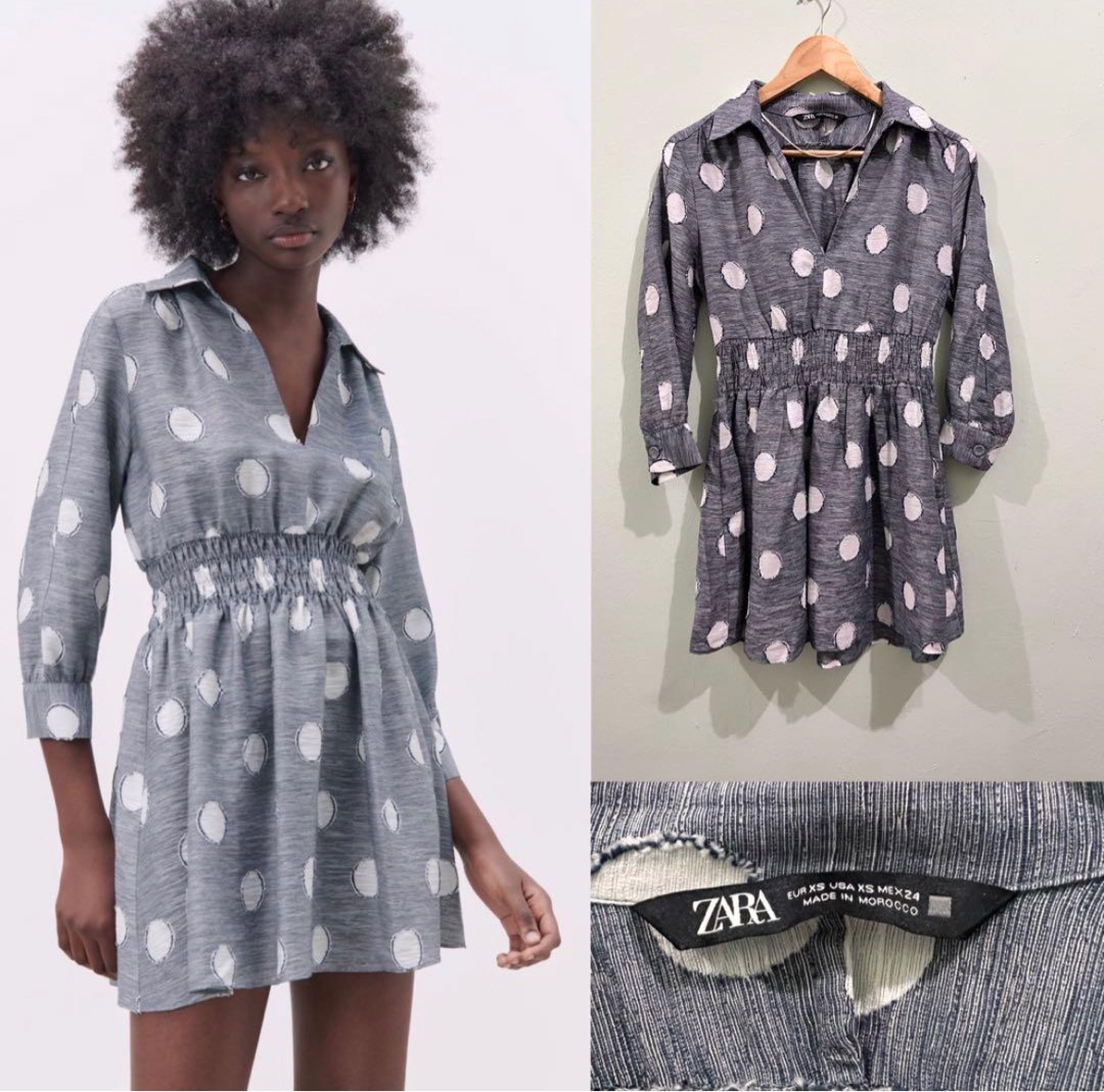 Zara polka dot shirt dress clearance