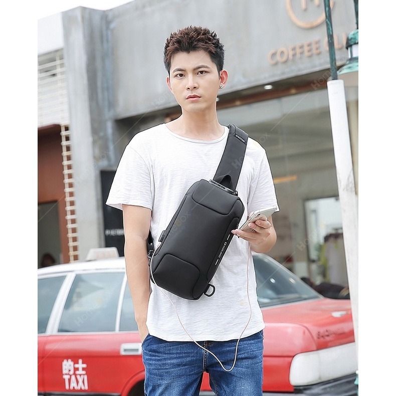 OZUKO Men Crossbody Bag Anti Theft Chest Water Resistant With Lock