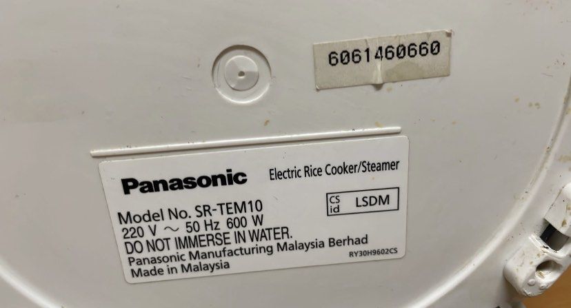 Panasonic sr-tem10 5 cup automatic rice cooker with steaming 220 volts