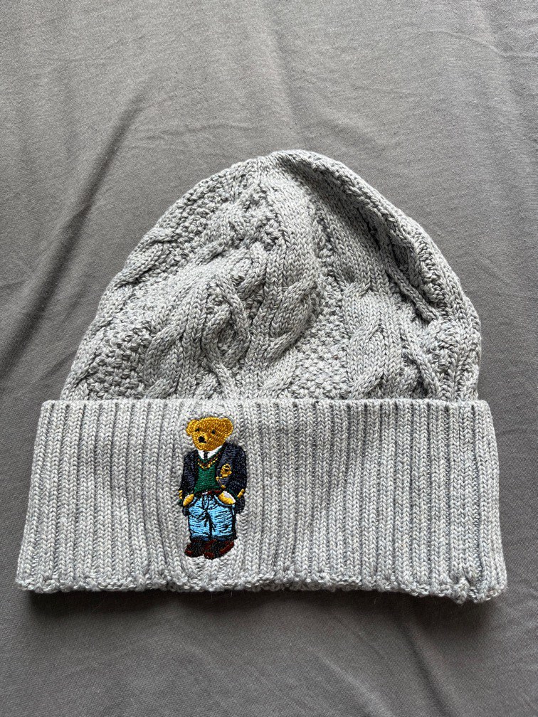 Grey polo bear beanie clearance