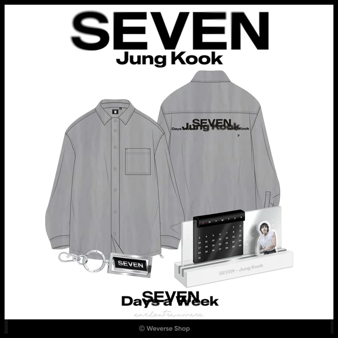 JUNGKOOK【SEVEN】SHIRT/DESK CALENDAR/キーリング PREORDER] BTS Jung Kook “SEVEN” Official Merch - Shirt / Acrylic