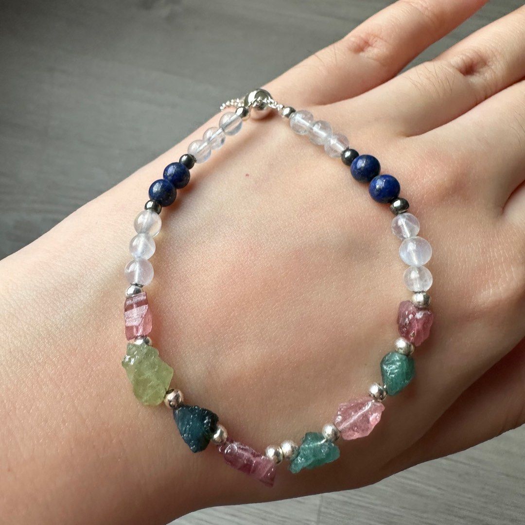 Raw Tourmaline Crystal Gemstone Bracelet