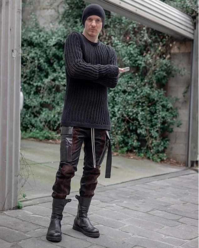 Rick owens larry runway Suede Patch Cargo joggers 工作褲暗黑, 他的