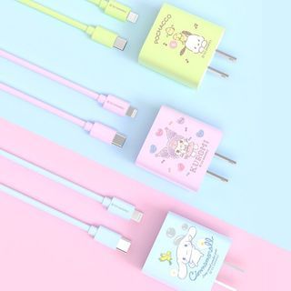 Sanrio Characters kawaii cable and adapter set (for Huawei / iPhone) - Kuromi Pochacco Cinnamoroll