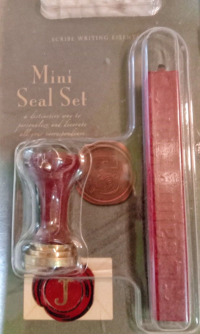 Scribe Personal "J" Seal Set, with Seal Stamp letter J, Sealing Wax on
