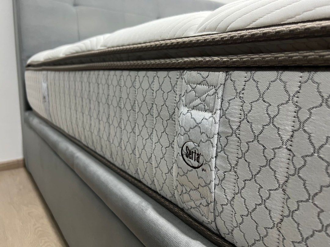 Serta King size bed frame and mattress, Furniture & Home Living