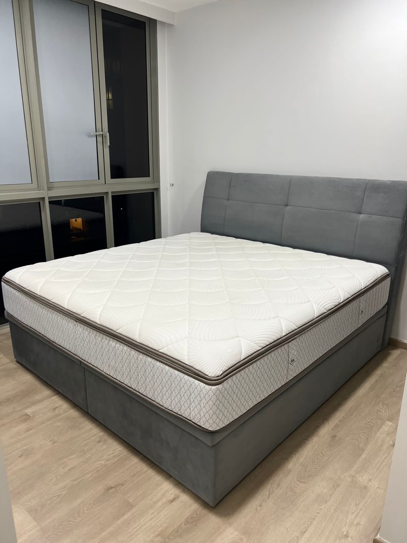 Serta King size bed frame and mattress, Furniture & Home Living