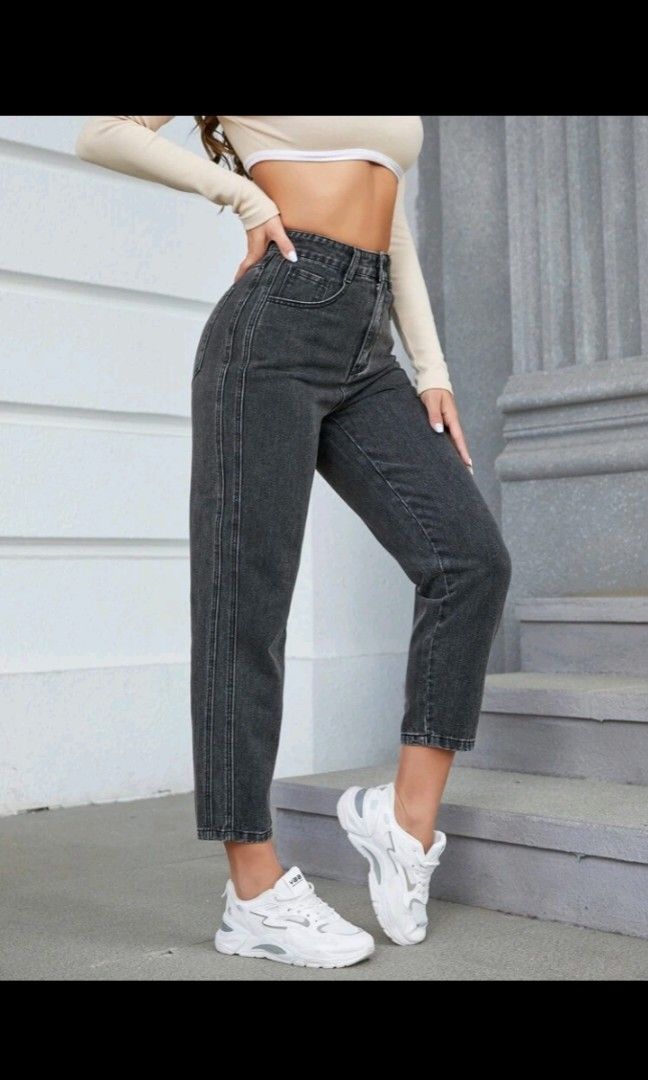 Grey mom jeans outfit outlet