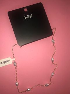 SPORTSGIRL GOLD PEARL STATION NECKLACE
