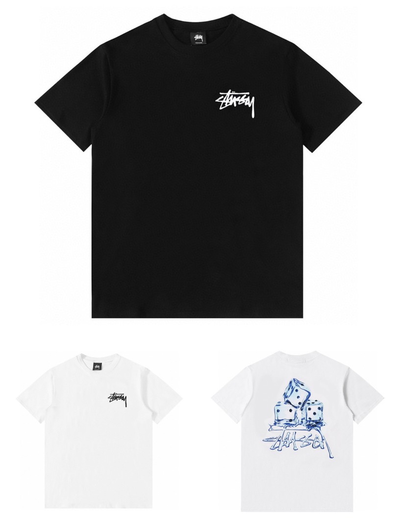 Stussy 冰塊圖案印花寬鬆短袖, 男裝, 上身及套裝, T-shirt、恤衫、有領