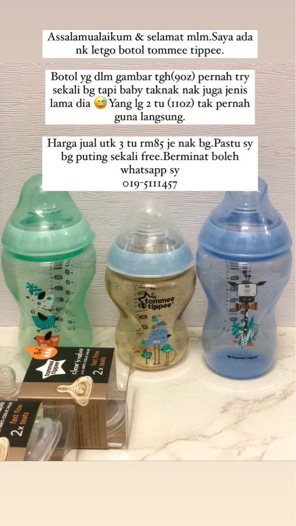 Tommee Tippee Bottles Two 11 oz and one 9oz PPSU