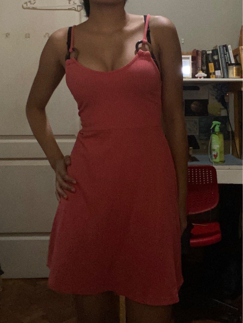 Topshop Tortoise Shell Ring Strappy Sundress Pink