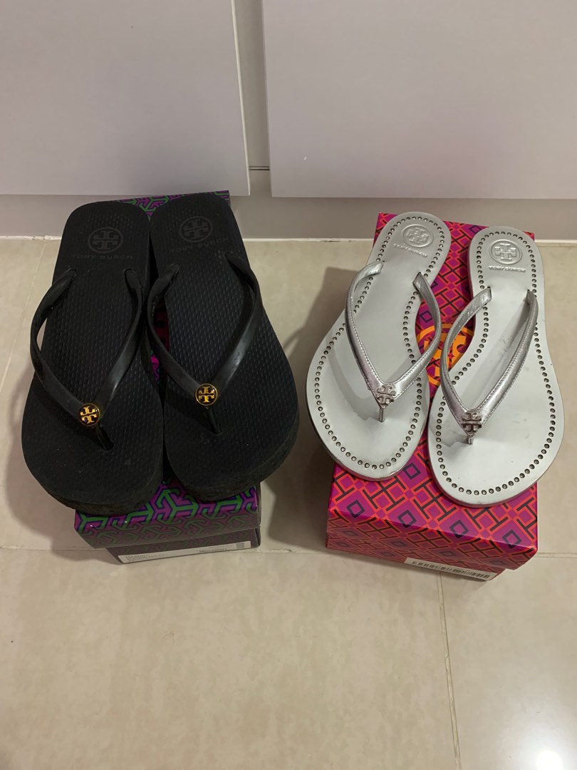 Tory Burch Thin Wedge Logo Flip-Flops